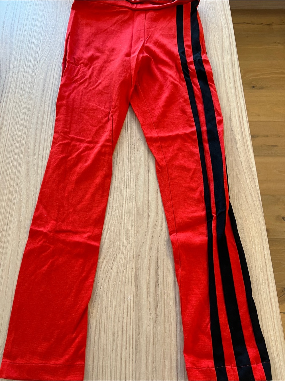 Y3|adidas|yohji yamato Women’s Red Leggings with Black Side Stripes